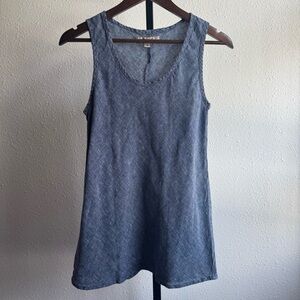 Flax Blue Sleeveless Linen Blend Tank Top